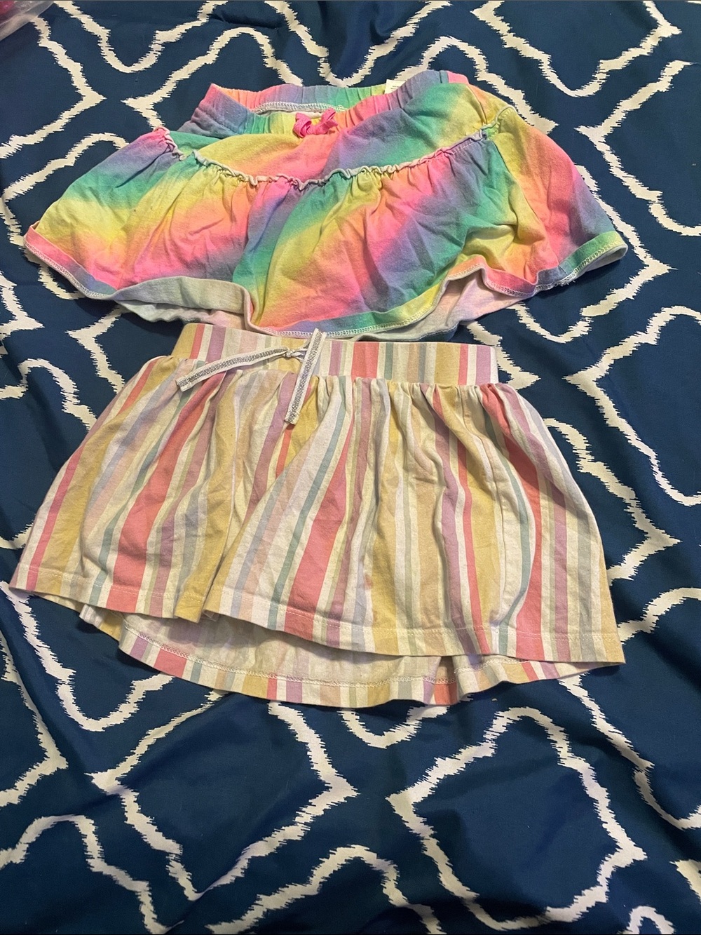 Girls Rainbow Tie-Dye & Pastel Stripe Skirt Set